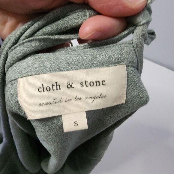 Cloth & Stone Anthropologie Long Sleeve Dress Shirt Womens S Green Open Back - Picture 3 of 5